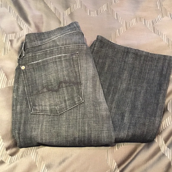 7 For All Mankind Faded Black LONG Jeans size 28 - Picture 1 of 8